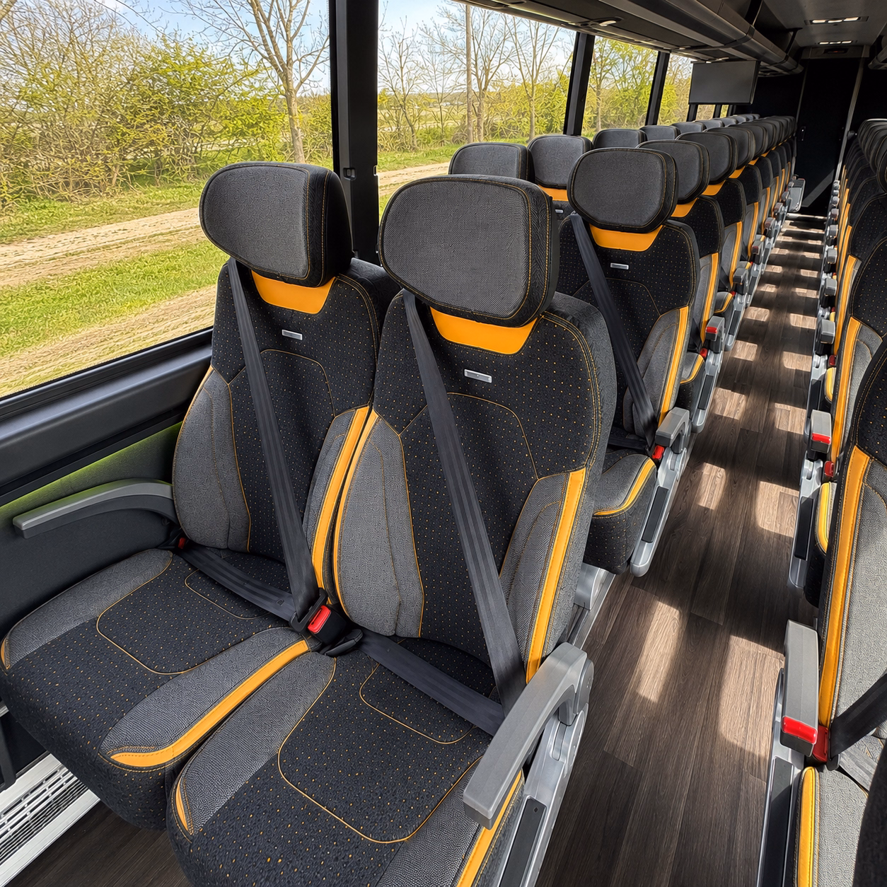 friendswood charter bus rental interior